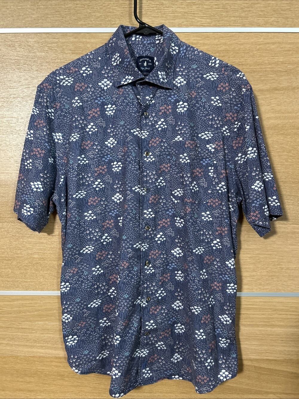 Johnnie-O Winslow Mushroom Mens Sz Med Top Shelf Button Up Short Sleeve Shirt